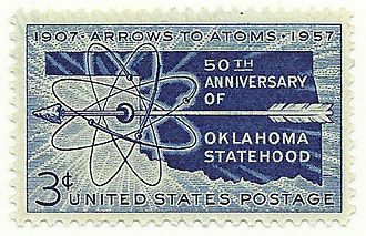 Oklahoma statehood US Postage Stamp 1957