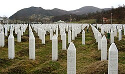 Gravestones at the Srebrenica Massacre memorial