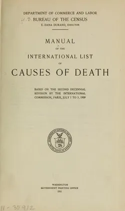 International List of Causes of Death 1909 US Census Bureau