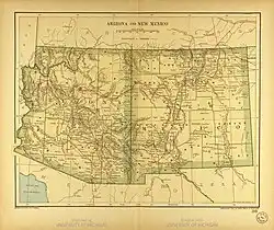 Map of Arizona and New Mexico