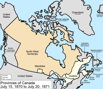 Map of the provinces of Canada in 1870-1871