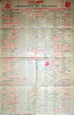 Page from a Belgian commercial directory, 1947