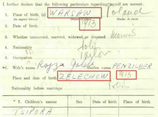 Naturalization record of Henoch Olear and Rojza Galeb Penzilber