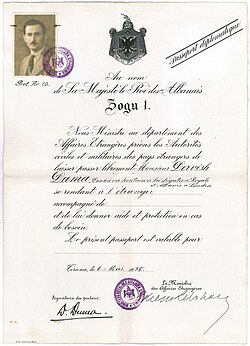 Albanian diplomatic passport from 1938