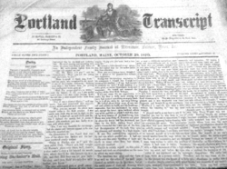 Front page of Portland Transcript, 1870.