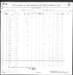 Record of Adrien Pougy in New England, Passenger and Crew Lists. May 25, 1932.