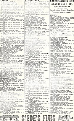 Page of Trow's general directory of the boroughs of Manhattan and Bronx. 1907.