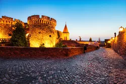 Illuminated Kalemegdan Fortress at Dusk, Belgrade