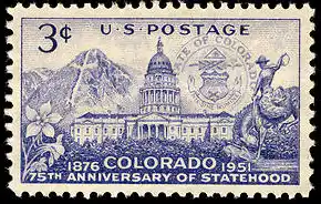 Colorado statehood 1951 US postage stamp