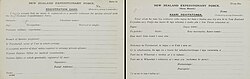 Registration cards for the New Zealand Expeditionary Force