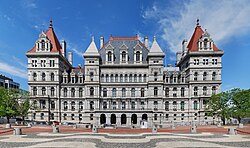New York State Capitol viewed from the south, located on the north end of the Empire State Plaza in Albany, New York