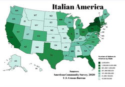 Distribution of Italian Americans by state.