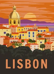 Vintage travel poster for Lisbon