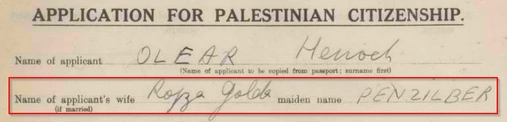 Naturalization record of Henoch Olear and Rojza Galeb Penzilber