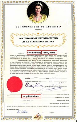 australian naturalization document