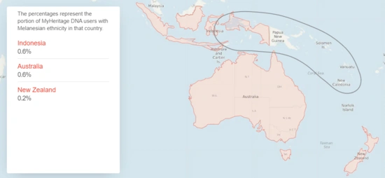 Melanesian ethnicity - distribution by country