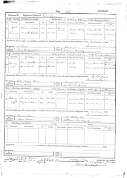 Marriage of William Ensko (1819-1858) and Charlotte Coughlin (1827-1894) in Kilkee, Kilrush, County Clare, Ireland on 20 January 1847