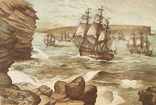 The First Fleet entering Port Jackson, January 26, 1788