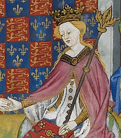 Margaret of Anjou, wife of King Henry VI from a scan of the manuscript illuminated by the Talbot Master