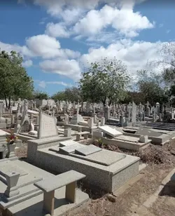 Sephardic style ledger gravestones at the Jewish Cemetery of Coro