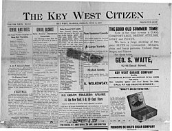 Front page of Key West Citizen June 12, 1908