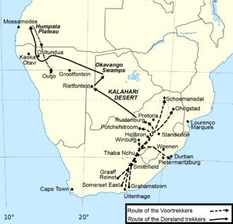 The route of the Dorsland Trek, 1874-1881