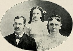 Picture of C. J. Griffeth, his wife Ella (neé Scott) and their adoptive daughter Edith Kavanaugh, from the book "History of Daviess and Gentry counties, Missouri", 1922
