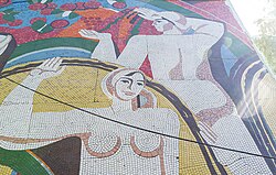 Image of Soviet Moldova mosaics in social-realism style