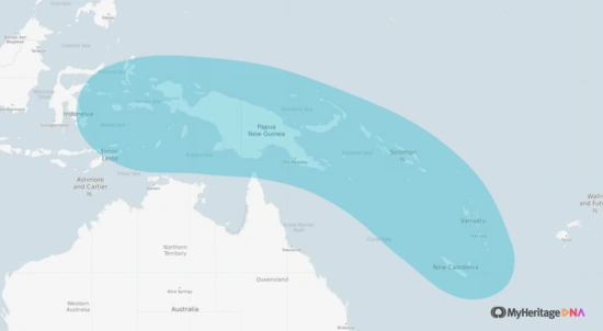 Melanesian ethnicity map (MyHeritage)