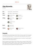 MyHeritage AI Biographer - Gisela Horowitz