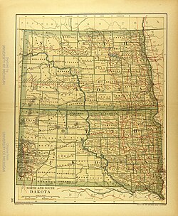Map of North Dakota and South Dakota