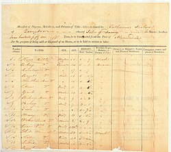 Slave Manifest of the Katherine Jackson
