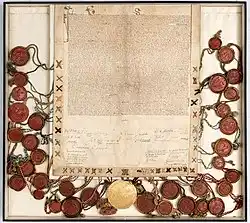 Marriage contract between Princess Anna of Denmark and Jacob VI of Scotland. 1589