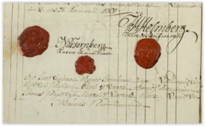 The signatures and seals of the clerk and bailiff in the census list of Kemi 1801