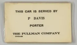 Plaque indicating a railcar was serviced by the Porter Percy Davis