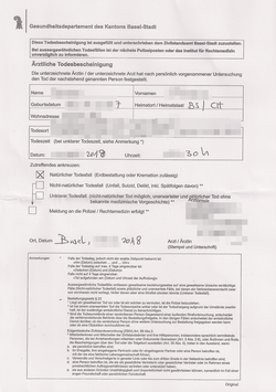 Medical death certificate