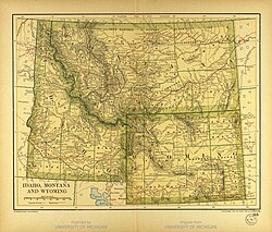 Map of Idaho, Montana, and Wyoming