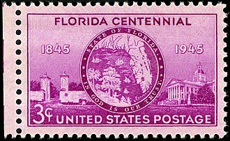Florida statehood centenary 1945 U.S. postage stamp