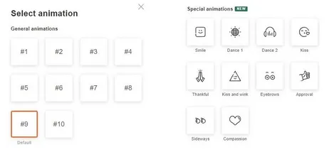 Enjoy a variety of possible animations