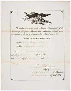 Marriage Certificate of Peter Thompson and Maria Hall of Louisiana. West Feliciana Parish, 1867