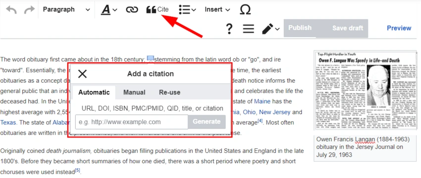 How to insert citations