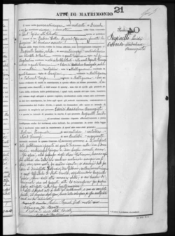 Marriage record of Emidio Reginelli and Maddalena Annunziata Odorisi