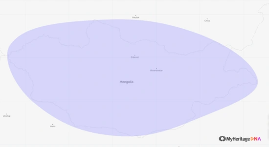 Mongolian ethnicity map (MyHeritage)