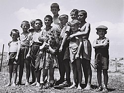 Orphans survivors of the holocaust at the reception camp in Atlit, British Mandate for Palestine. 1944