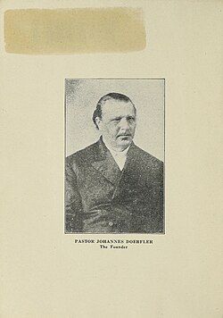 Picture of Pastor Johannes Doerfler, from the book "A History of The Lutheran Orphans' and Old Folks' Home at Toledo, Ohio", 1923