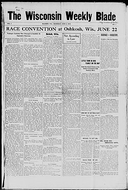 Front page of the Wisconsin Weekly Blade. 8 June 1916