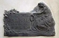 Plaque at the tomb of Benito Freyre. La Recoleta Cemetery, Buenos Aires.