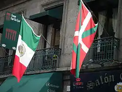 Ikurriña in the historic center of Mexico City.