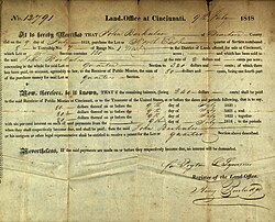 A land record such as this from the Cincinnati Federal Land Office helps to confirm the location of people when other records are missing.