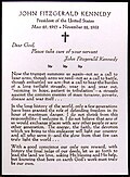 John F. Kennedy funeral mass card